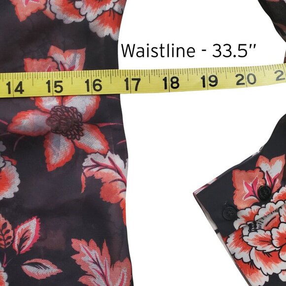 GUESS Nira Chiffon Semi Sheer Floral Rhinestone Detail Long Sleeve Button Down S - Picture 11 of 15